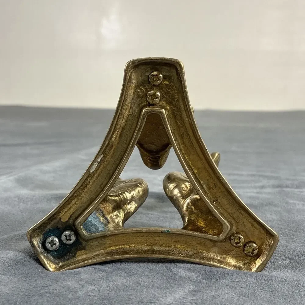 Vintage Solid Brass Three Dolphin Marble or Egg (not Included) Stand Charity